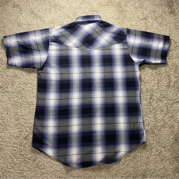 Chemise Homme Western Plains Western Wear – XL – Noire à Carreaux Rayés – Pearl Snap